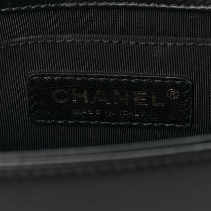 Chanel Calfskin Velvet Small Boy Flap Black Red 5 of 8