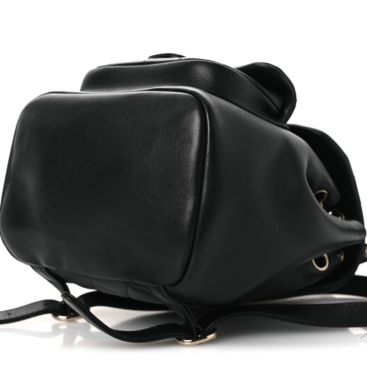 Lambskin Quilted Small Duma Drawstring Backpack Black