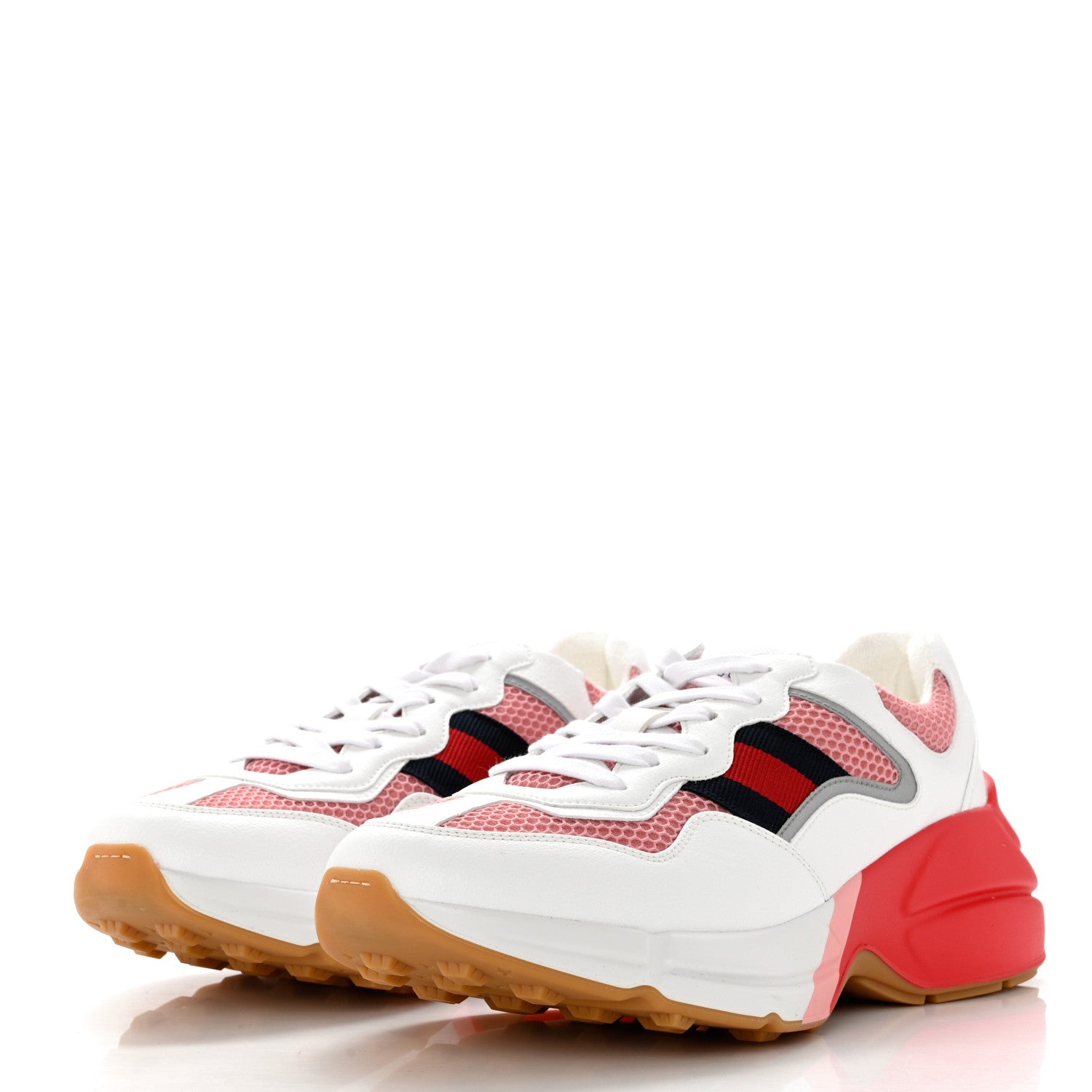 Gucci Lavaredo Eco Fabric Mesh Web Womens Rhyton Reflective Sneakers 39.5 Great White Water Rose Silver 3 of 8