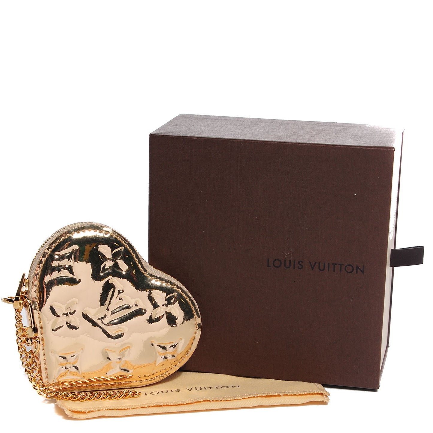 Monogram Miroir Heart Coin Purse Gold
