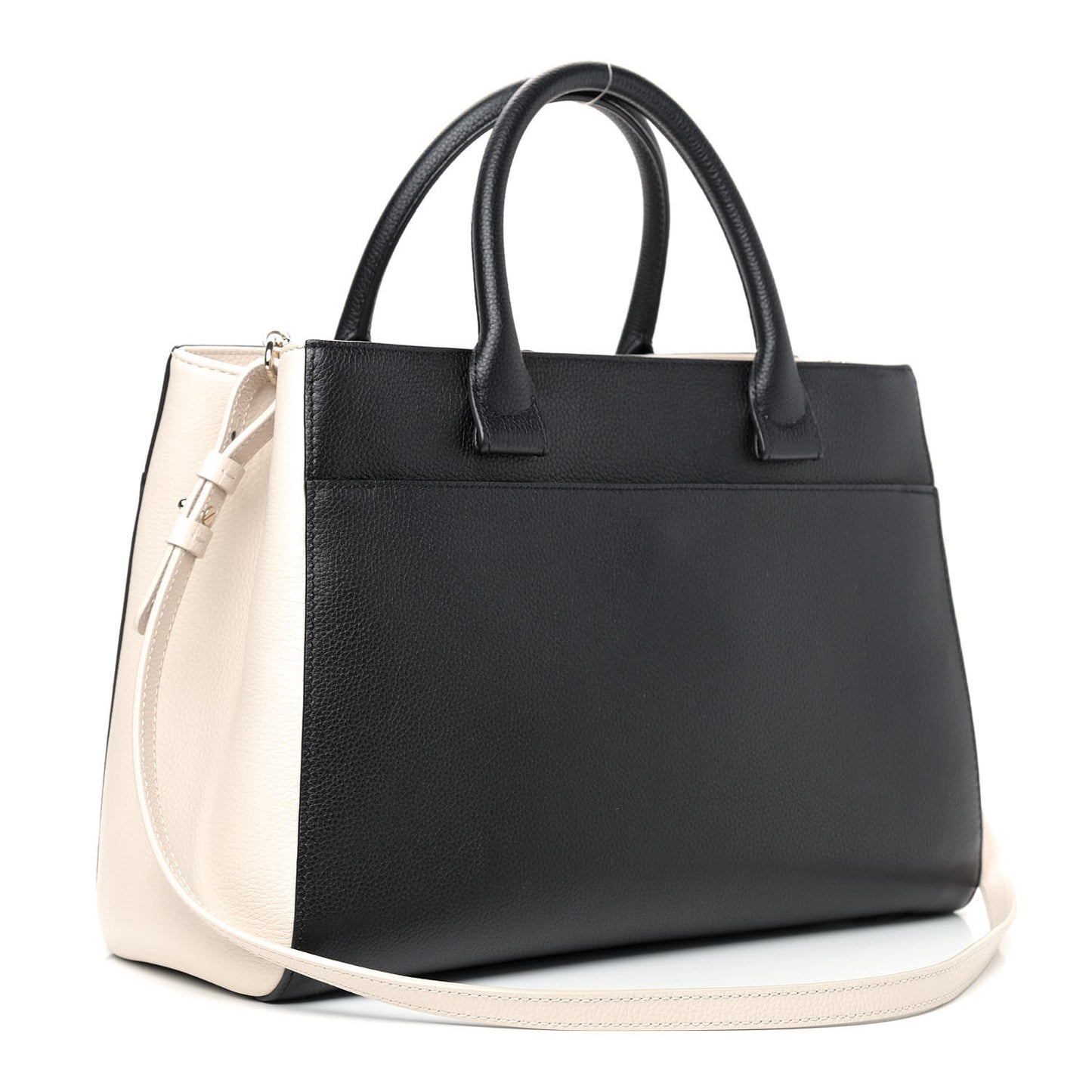 Grained Calfskin Small Bi-Color Neo Executive Shopper Tote Black Beige