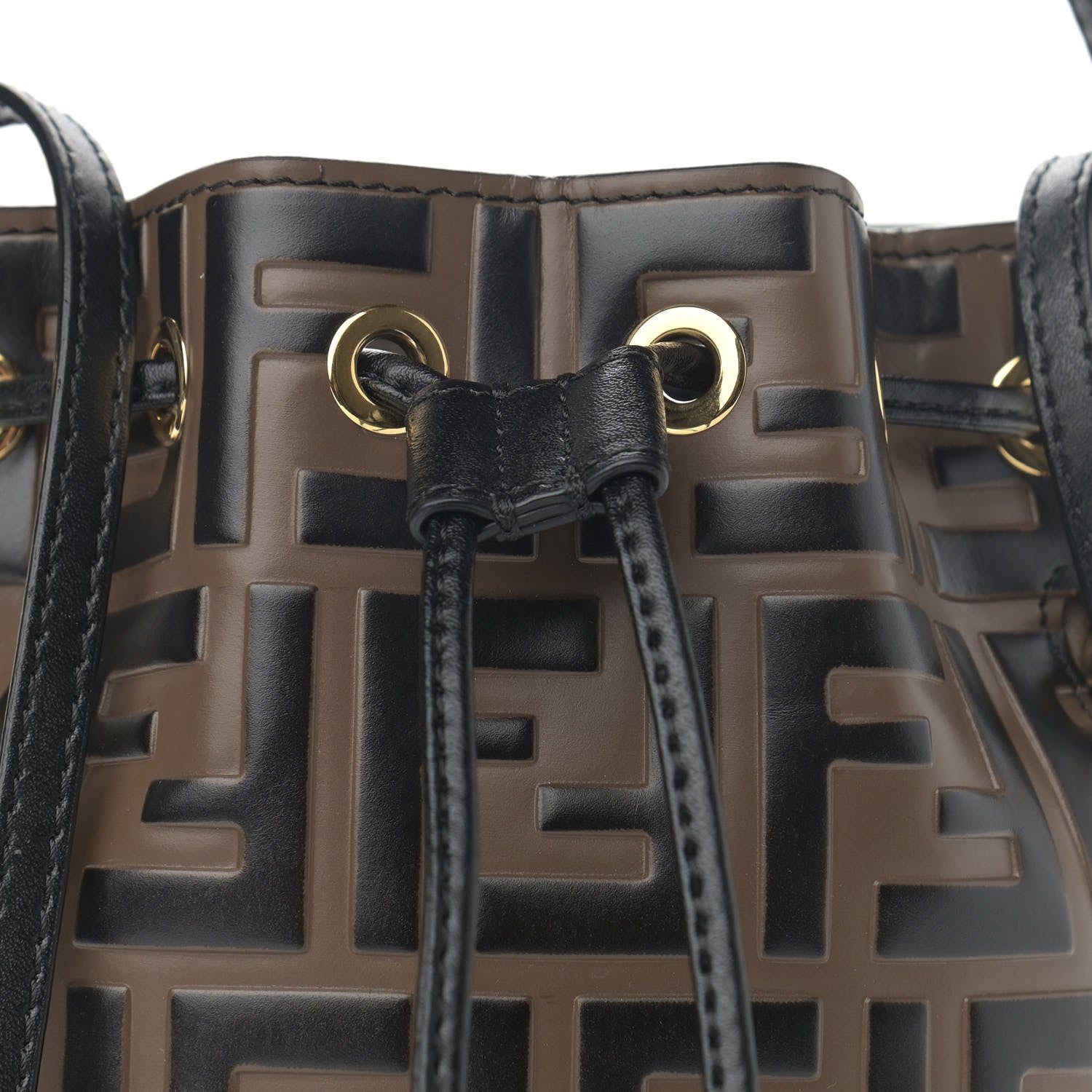 Fendi Vitello Liberty F is Fendi Bi-Color FF 1974 Embossed Mini Mon Tresor Bucket Bag Maya Black 8 of 10