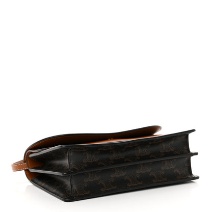Celine Triomphe Canvas Lambskin Wallet On Strap Tan 4 of 11