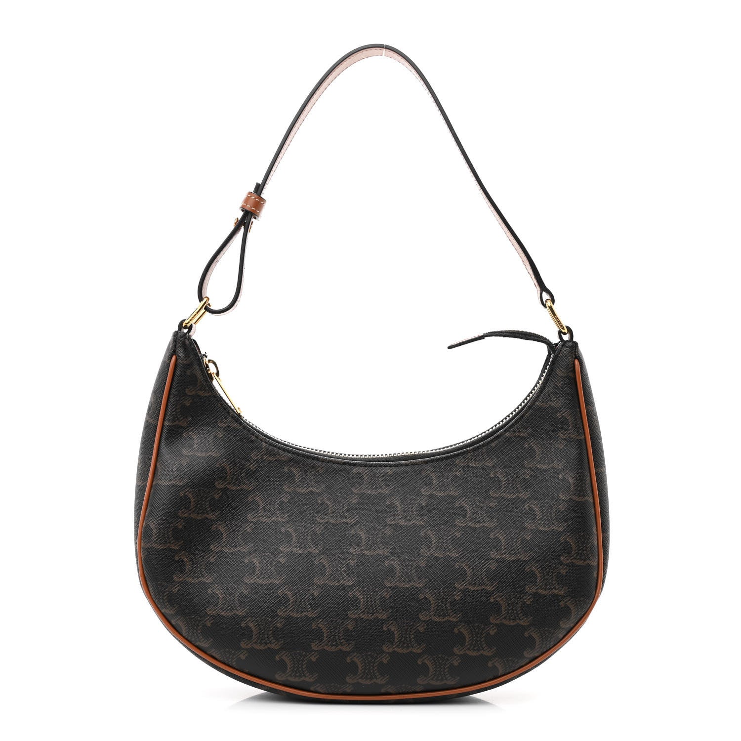 Celine Triomphe Canvas Calfskin Ava Shoulder Bag Tan 1 of 13