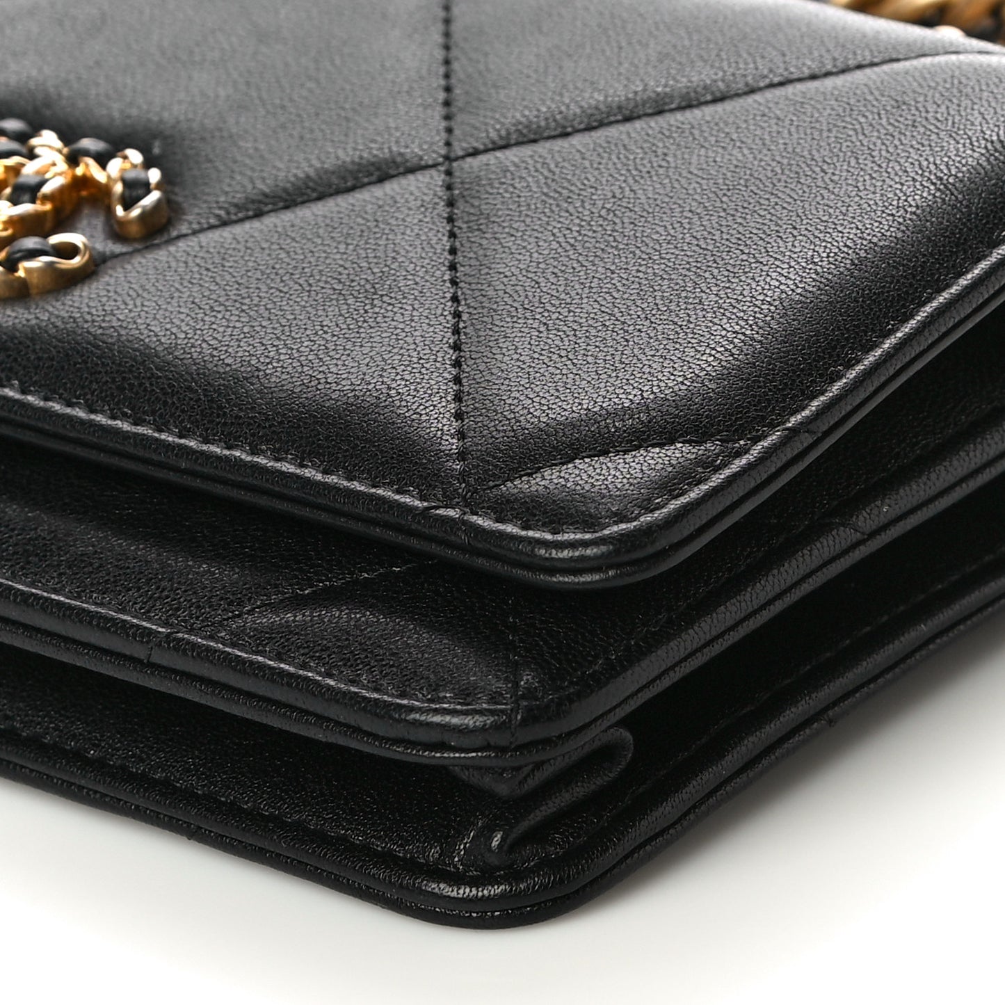 Lambskin Quilted Chanel 19 Wallet On Chain WOC Black