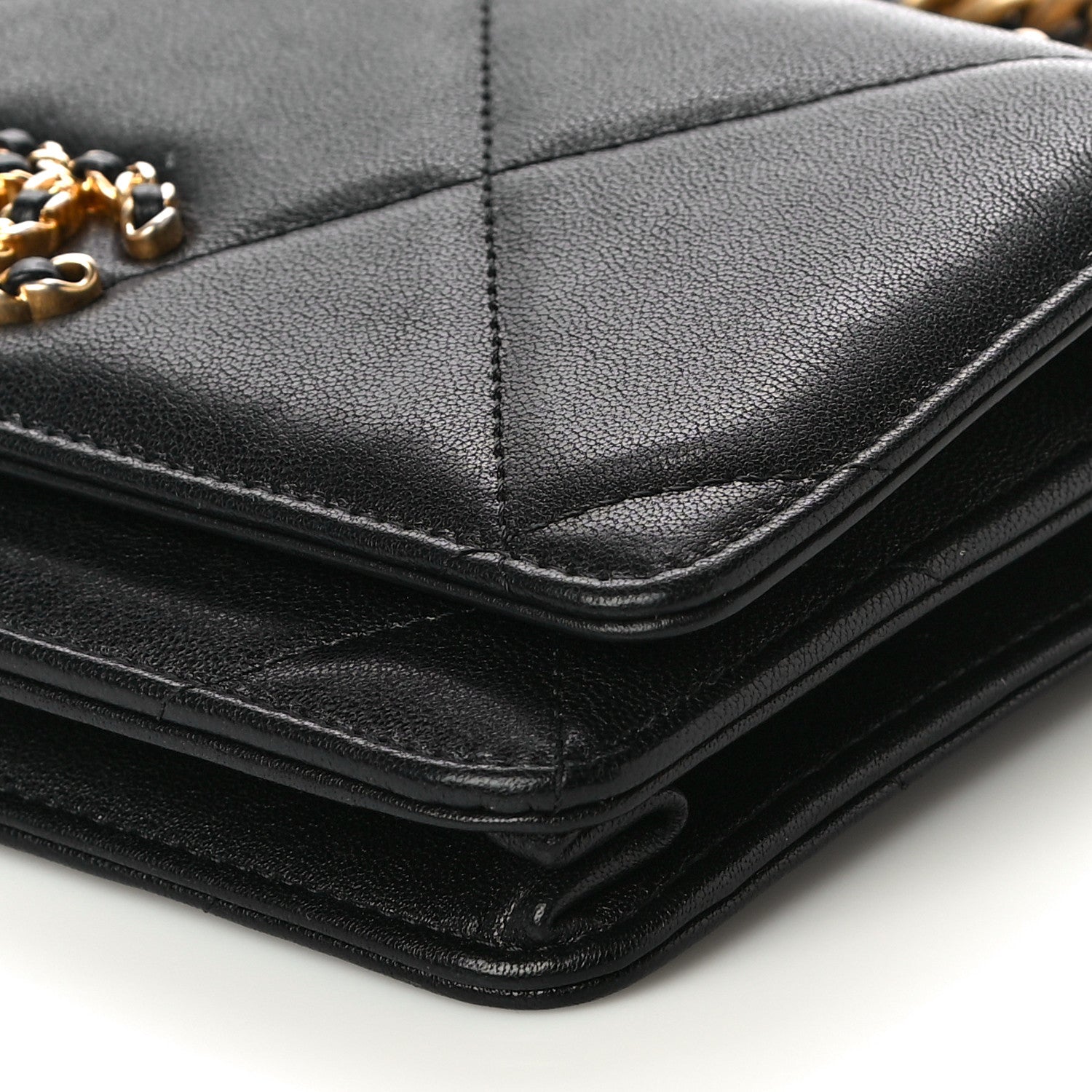 Chanel Lambskin Quilted Chanel 19 Wallet On Chain WOC Black 11 of 17