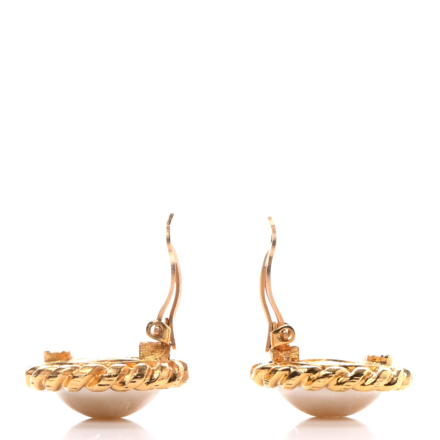 Chanel Pearl Clip On Earrings Gold 3 of 9