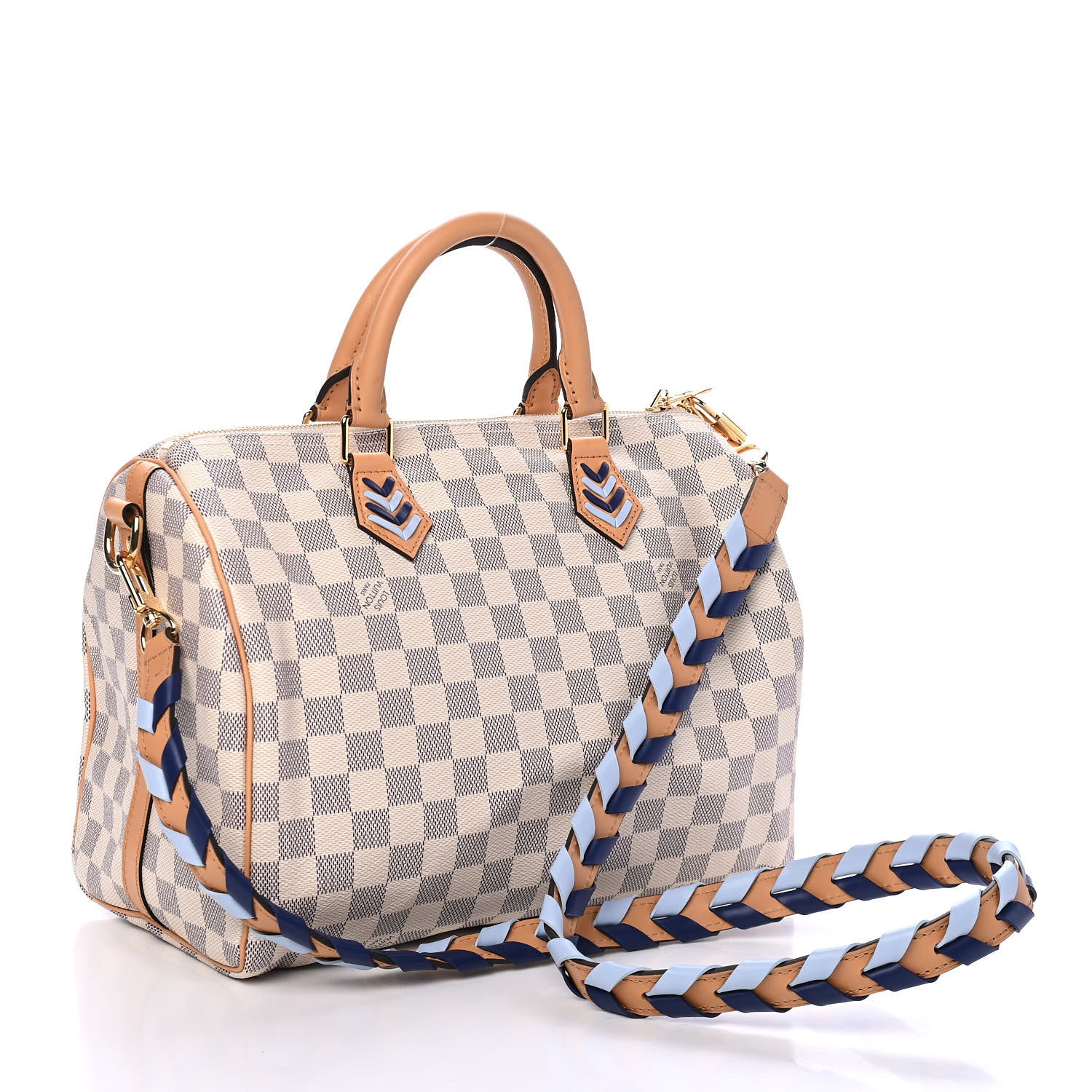 Louis Vuitton Damier Azur Braided Speedy Bandouliere 30 Blue 2 of 4