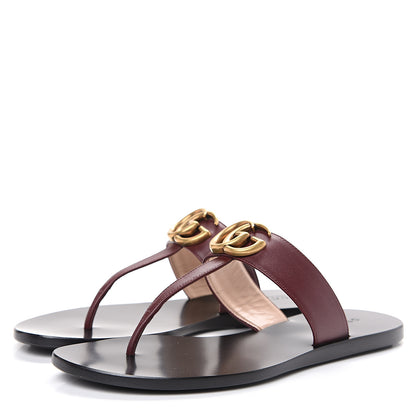 Gucci Calfskin GG Marmont Thong Sandals 35.5 Vintage Bordeaux 3 of 10