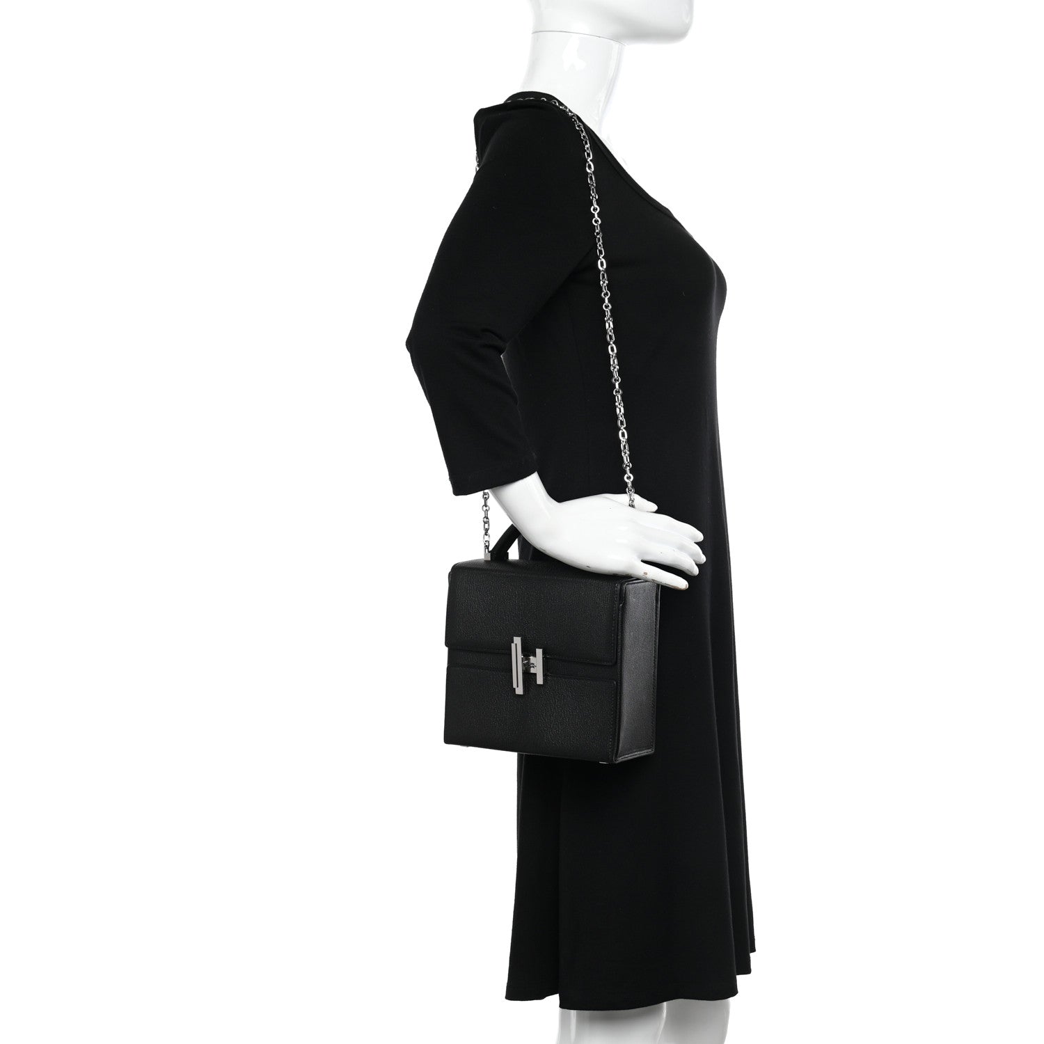 Hermes Chevre Chamkila Cinhetic Boxy Top Handle Bag Black 2 of 11
