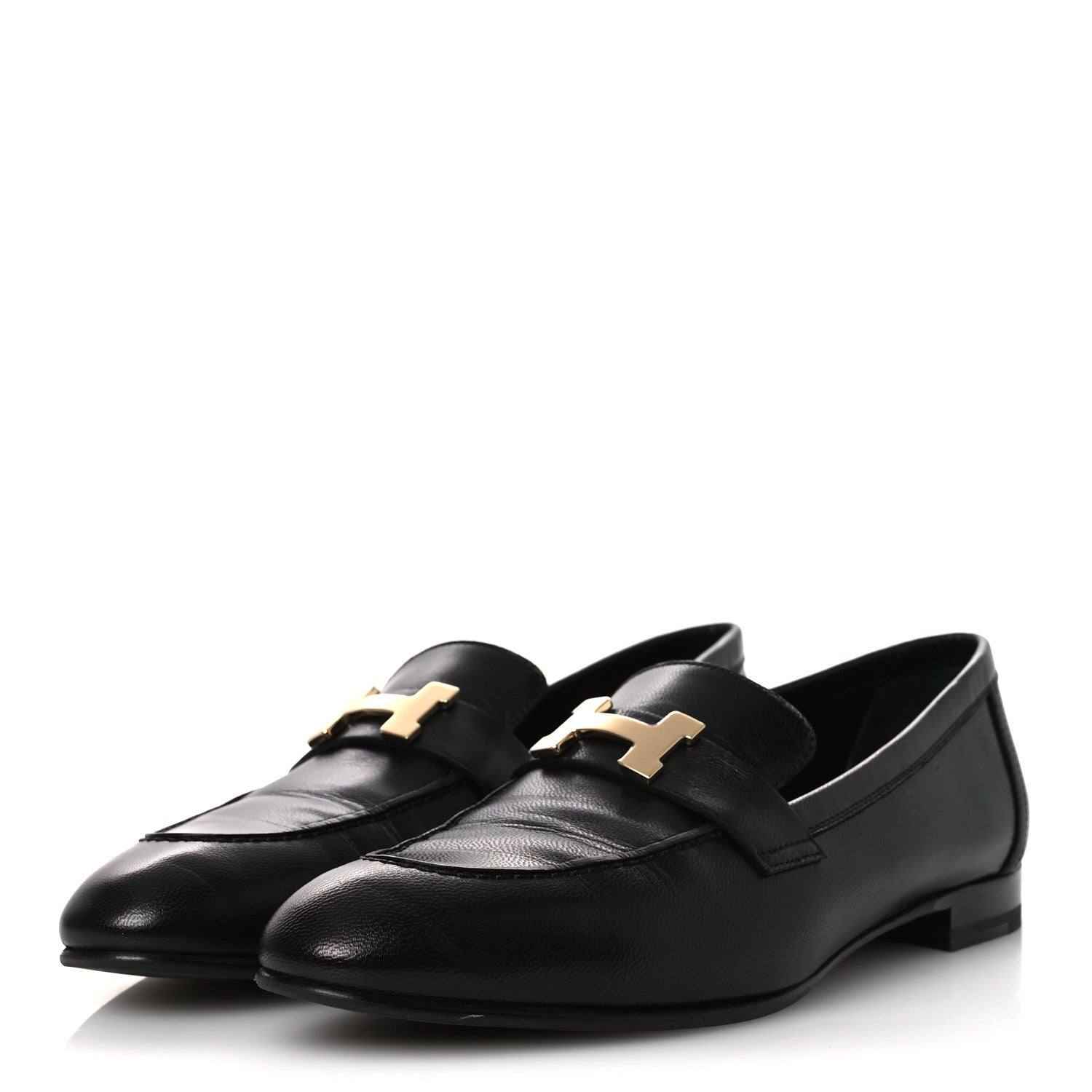 Hermes Goatskin Womens Paris Loafers 39.5 Black 4 of 12