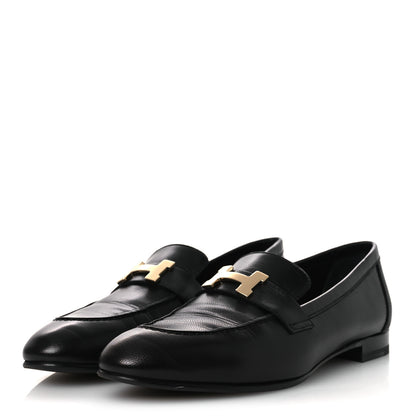 Hermes Goatskin Womens Paris Loafers 39.5 Black 4 of 12