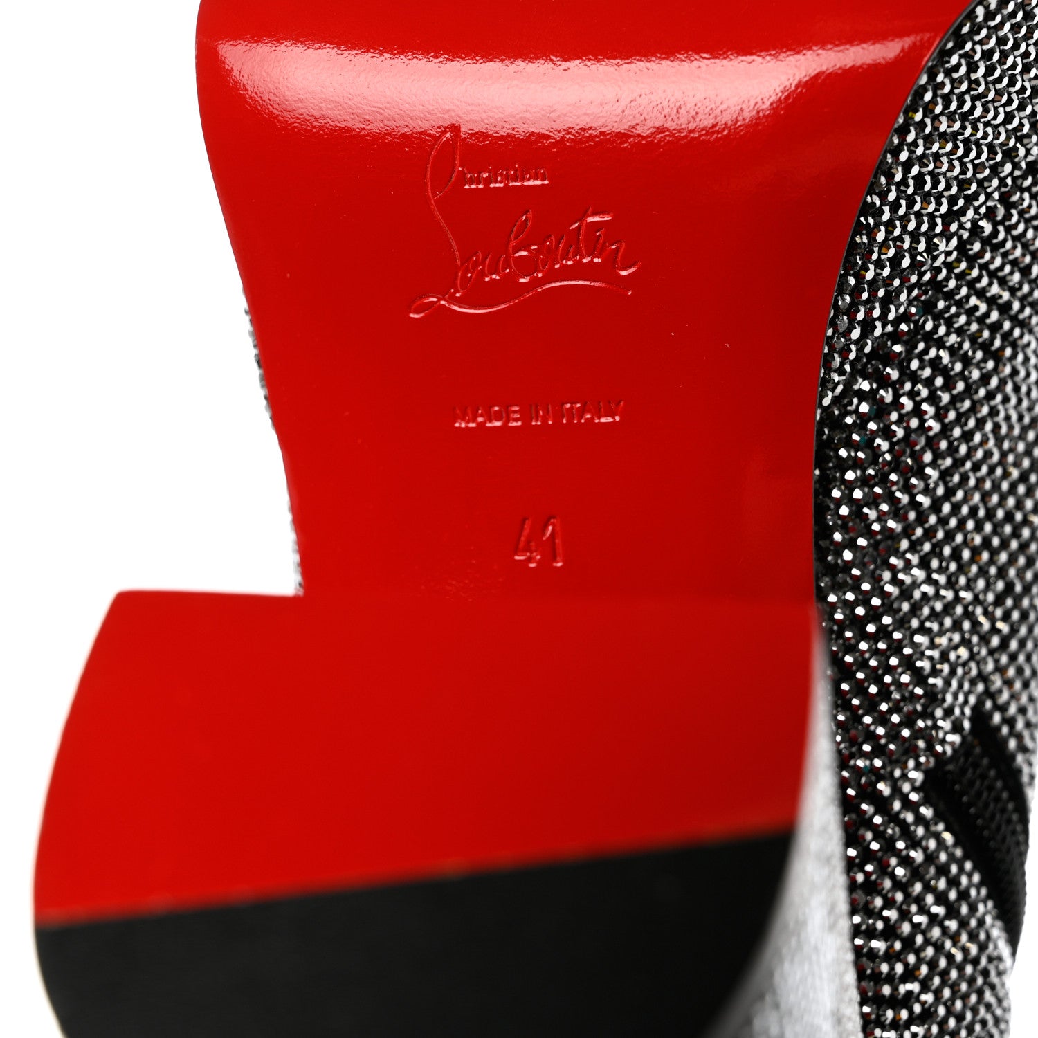 Christian Louboutin Suede Strauss Stage 110 Platform Boots 41 Black Crystal 7 of 9