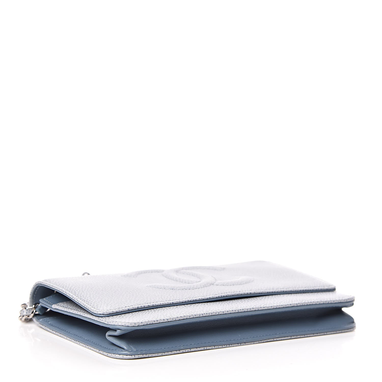 Chanel Caviar Timeless CC Wallet On Chain WOC Light Blue 4 of 12