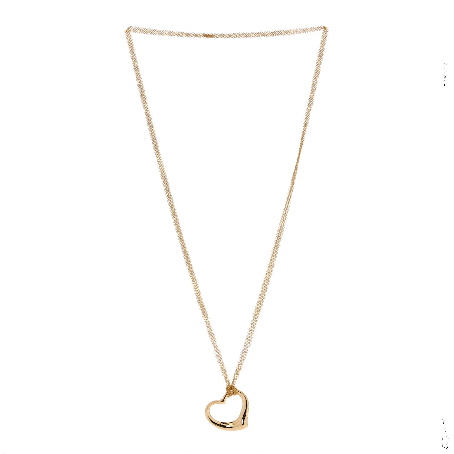 Tiffany 18K Yellow Gold 36mm Elsa Peretti Open Heart Mesh Necklace 3 of 4