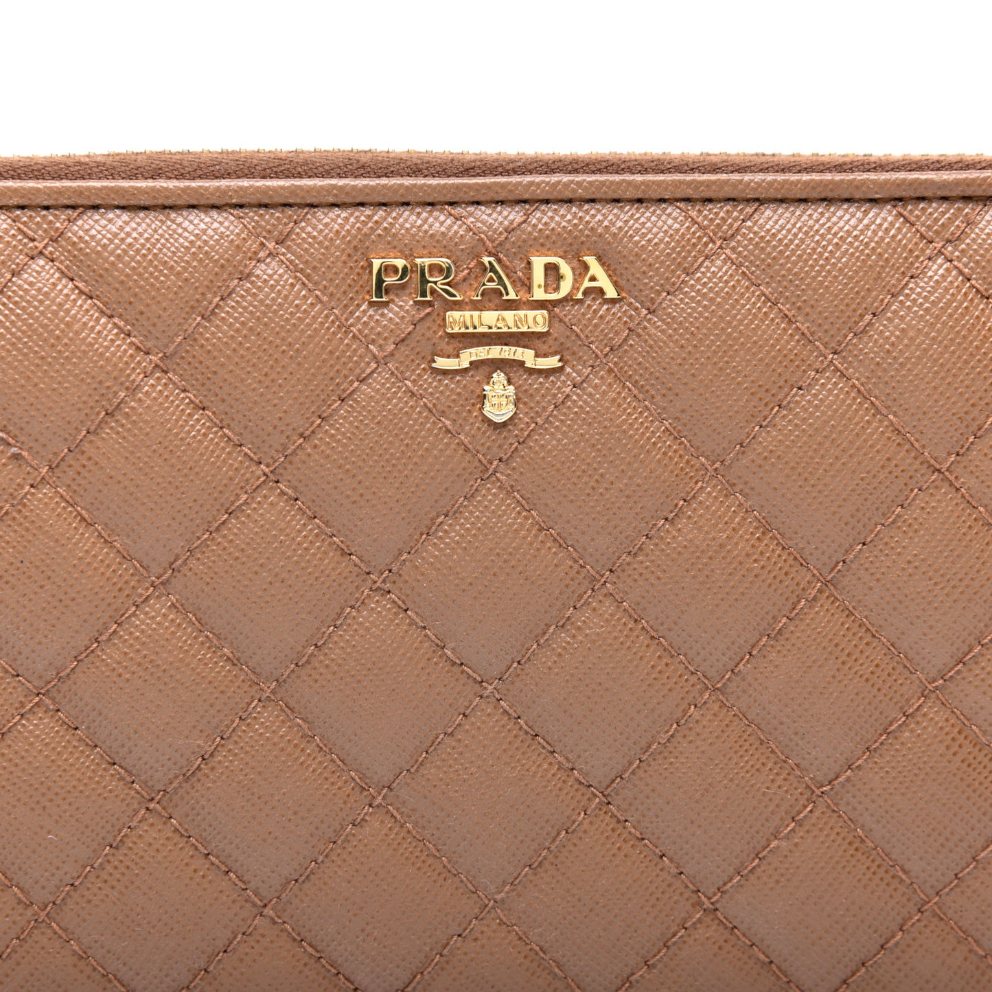 Saffiano Quilted Zip Around Wallet Caramel
