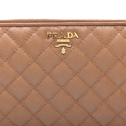 Prada Saffiano Quilted Zip Around Wallet Caramel 7 of 7