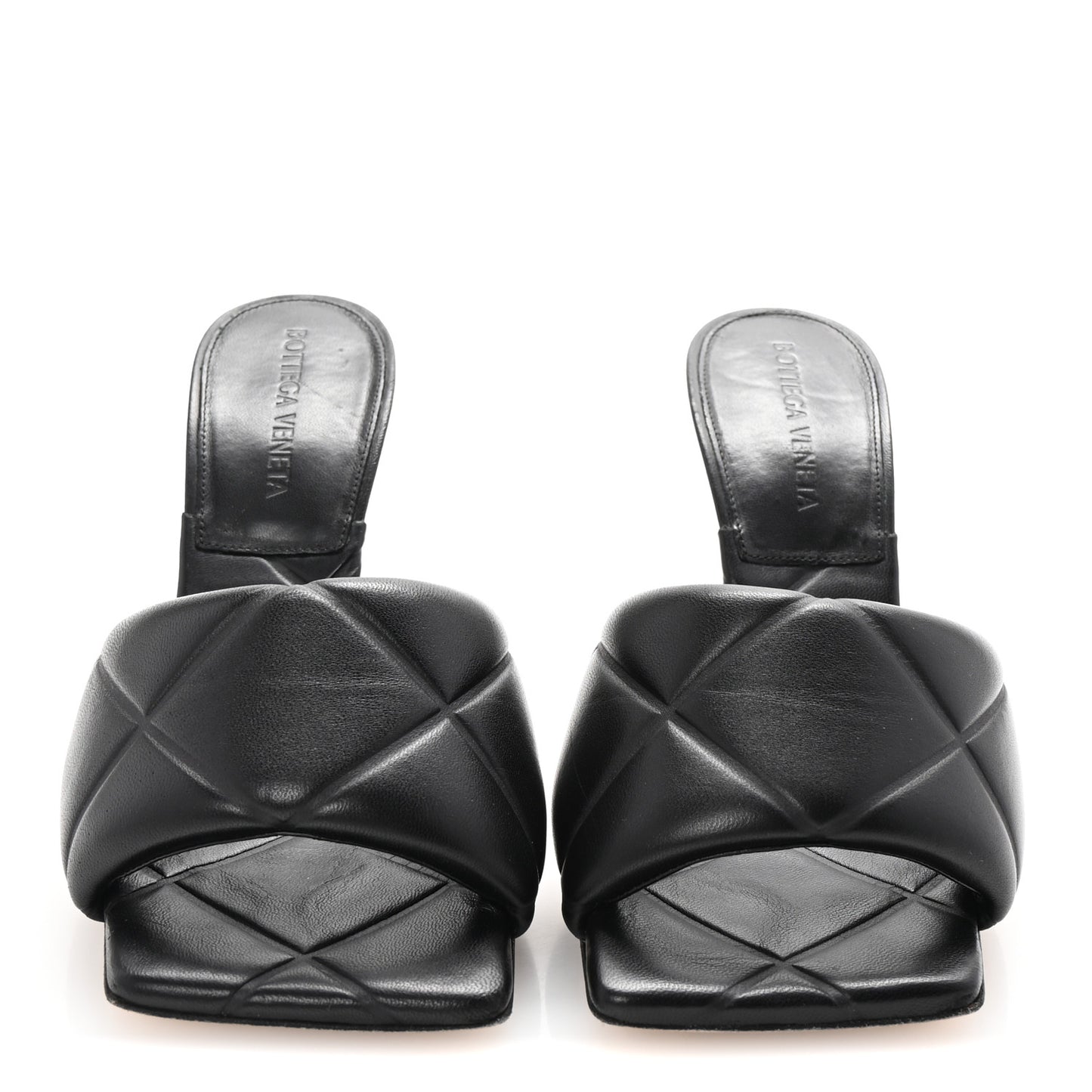Nappa Quilted Rubber Lido Mule Sandals 35.5 Black