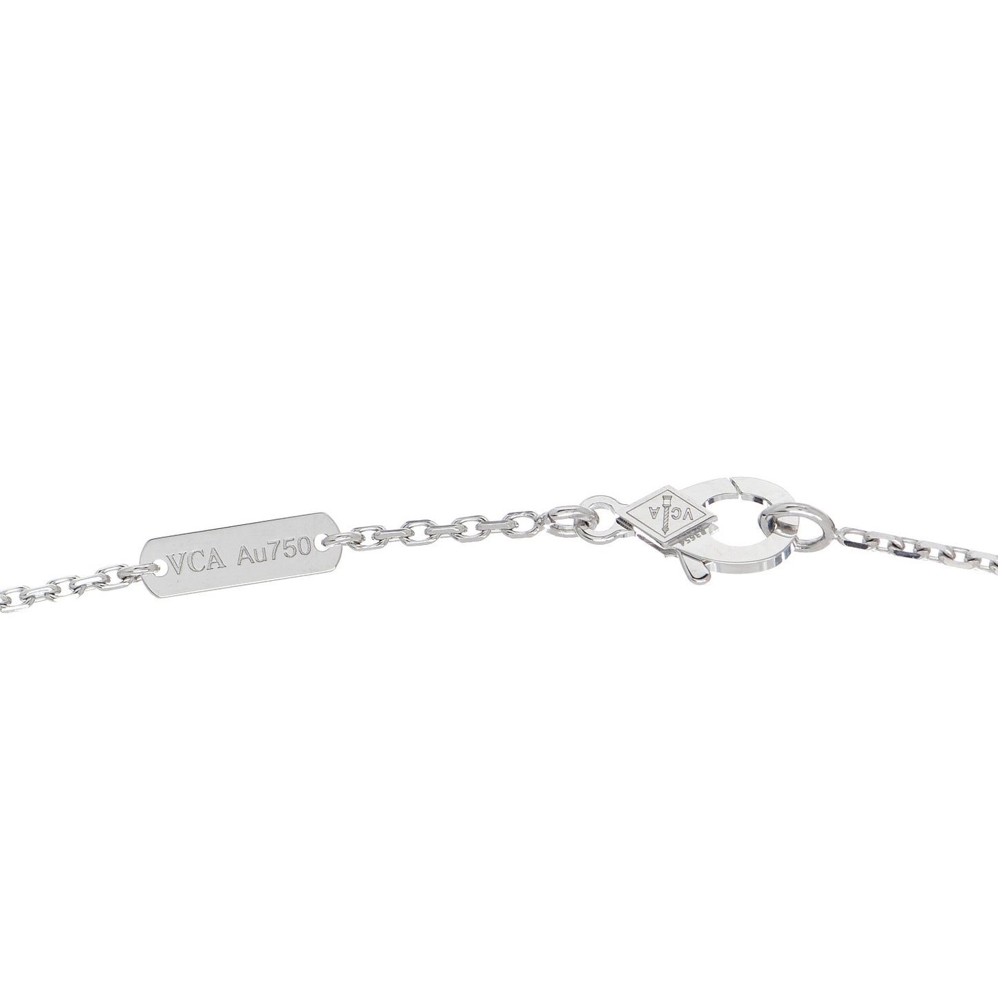 18K White Gold Chalcedony Vintage Alhambra Pendant Necklace