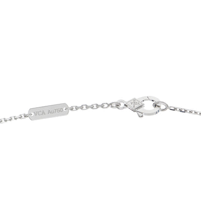 Van Cleef & Arpels 18K White Gold Chalcedony Vintage Alhambra Pendant Necklace 4 of 5