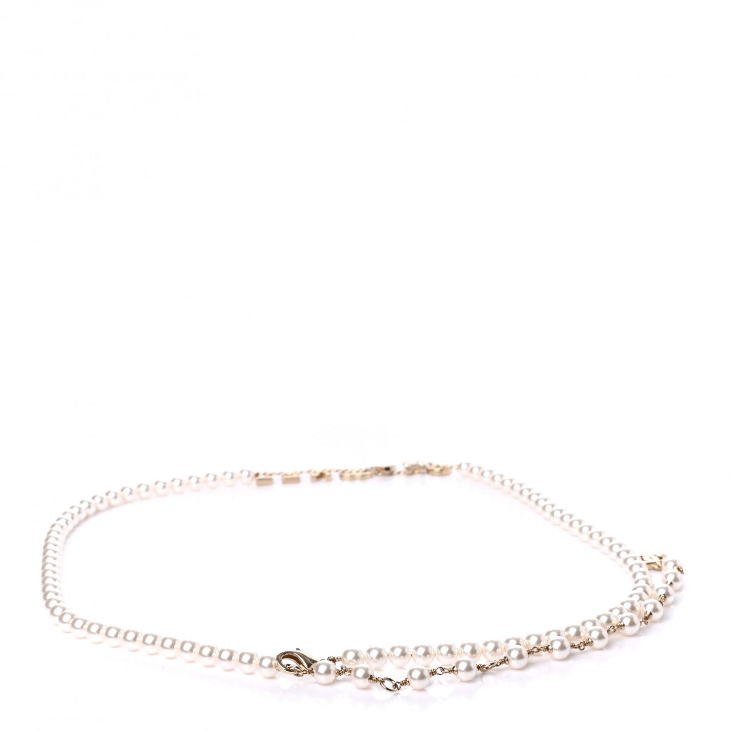 Pearl Crystal CC Logo Belt 80 Gold
