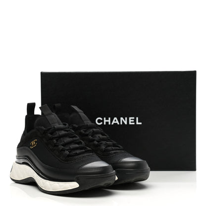 Chanel Velvet Calfskin Mixed Fibers CC Sneakers 38 Black 11 of 11