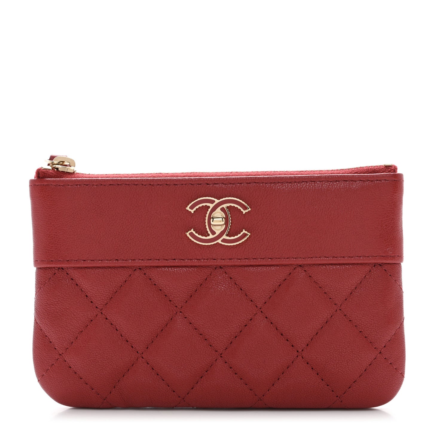 Sheepskin Quilted Small Vintage Mademoiselle Cosmetic Case Red