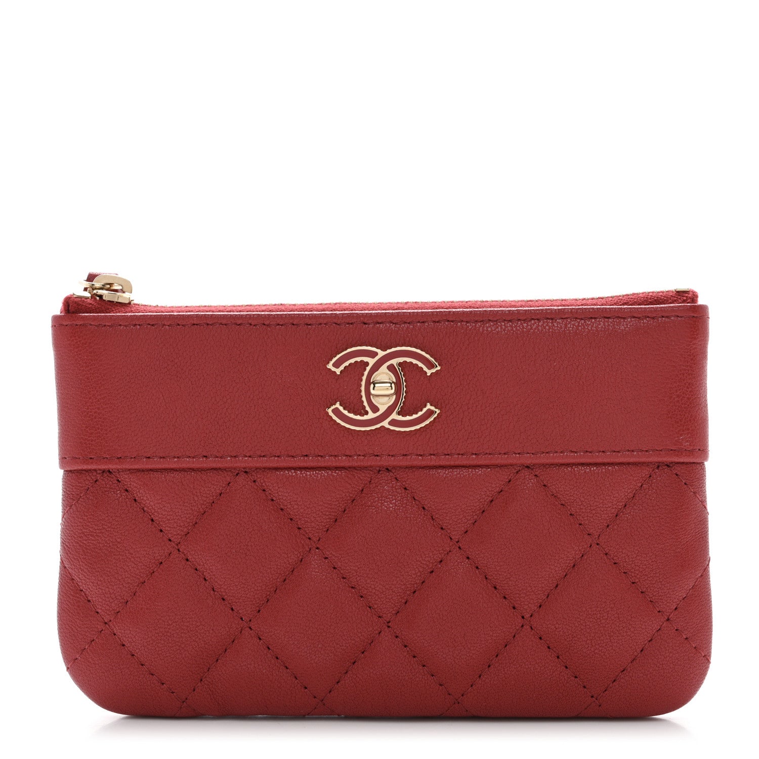 Chanel Sheepskin Quilted Small Vintage Mademoiselle Cosmetic Case Red 1 of 9