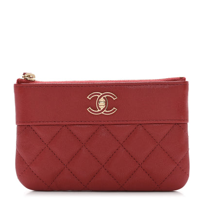 Chanel Sheepskin Quilted Small Vintage Mademoiselle Cosmetic Case Red 1 of 9
