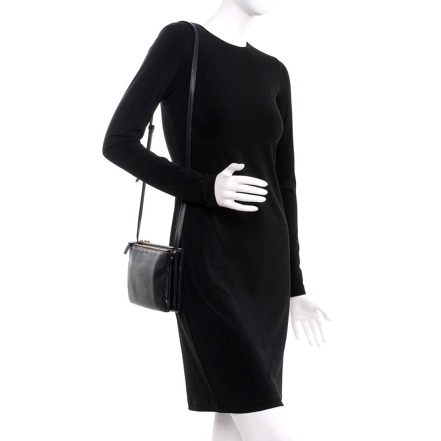 Celine Lambskin Small Trio Crossbody Bag Black 2 of 7