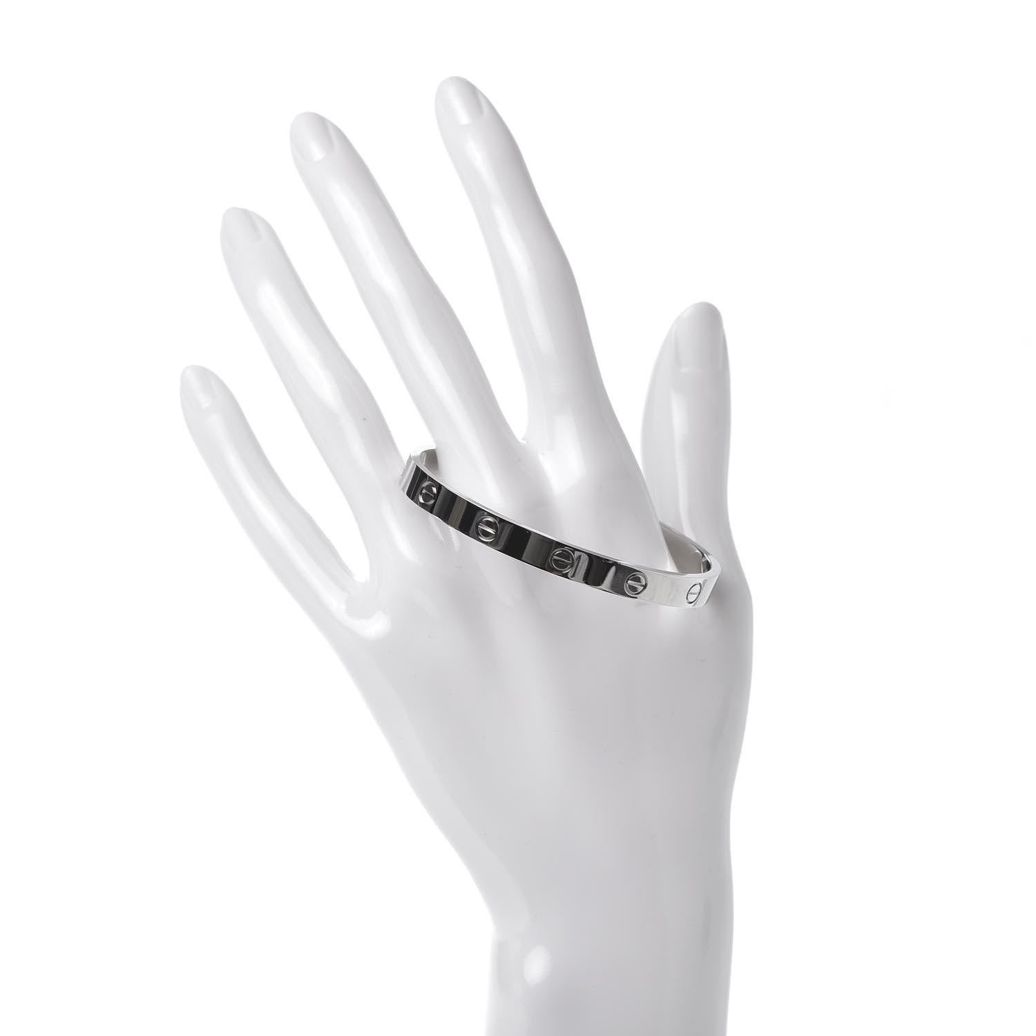 Cartier 18K White Gold LOVE Cuff Bracelet 18 1 of 5