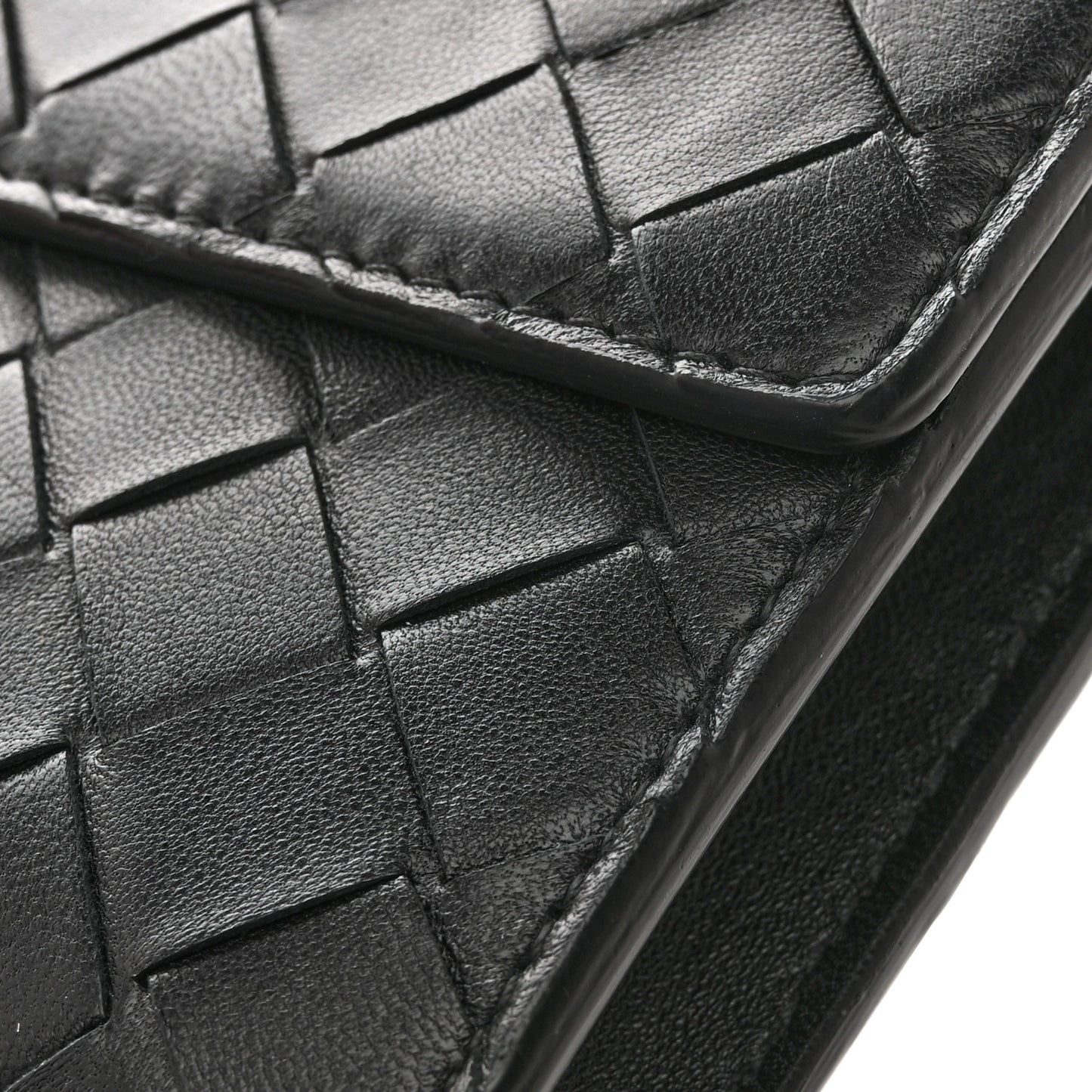 Nappa Intrecciato Long Andiamo Top Handle Clutch Black