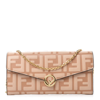 Fendi Vitello Termolagoon F is Fendi FF 1974 Embossed Continental Envelope Wallet On Chain Miele Scuro 1 of 10