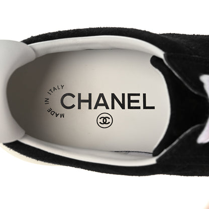 Chanel Suede Womens CC Sneakers 37 Black 7 of 8