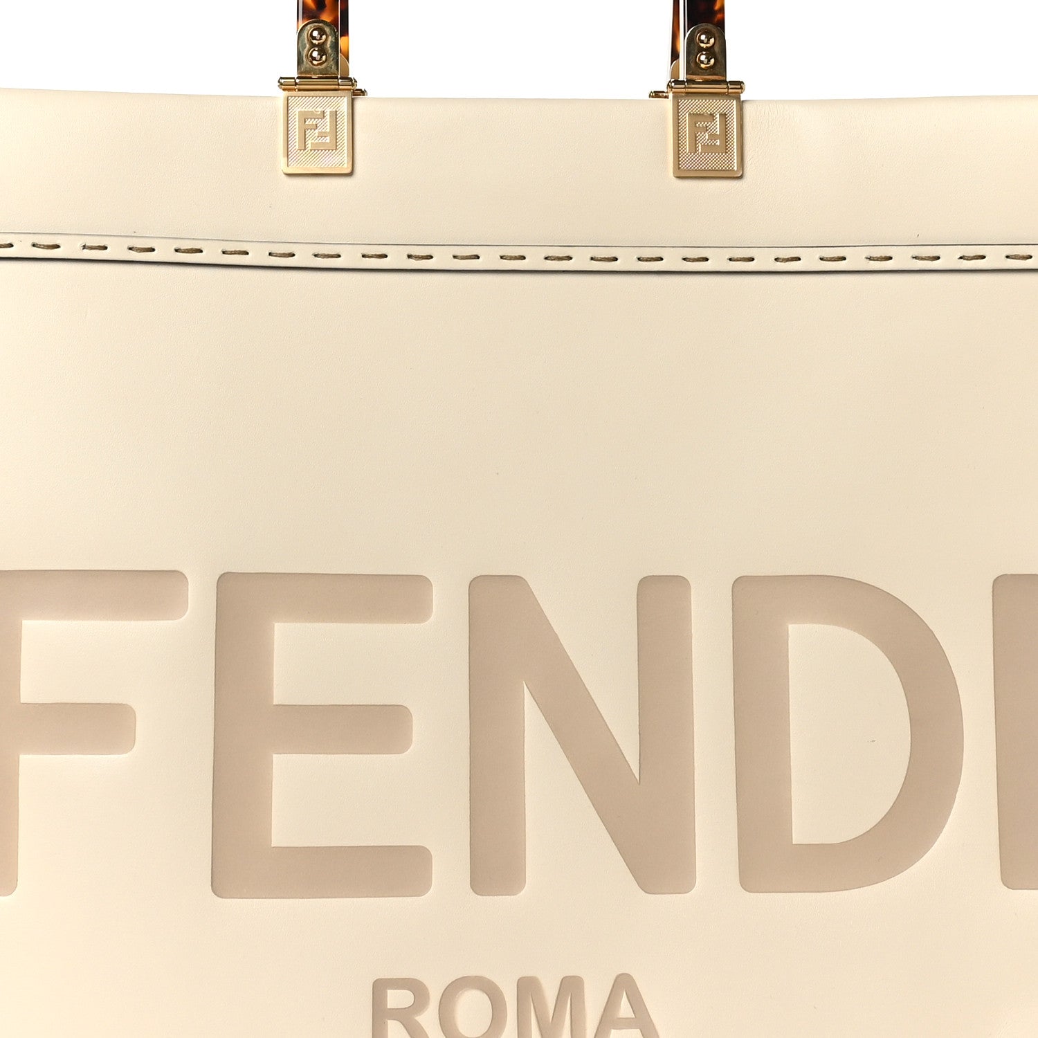 Fendi Vitello King Plexiglass Logo Embossed Large Fendi Sunshine Shopper Tote White Ice 7 of 9
