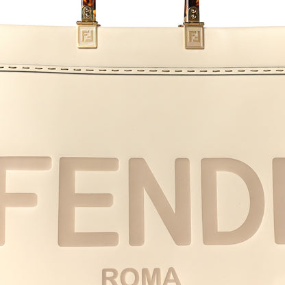 Fendi Vitello King Plexiglass Logo Embossed Large Fendi Sunshine Shopper Tote White Ice 7 of 9