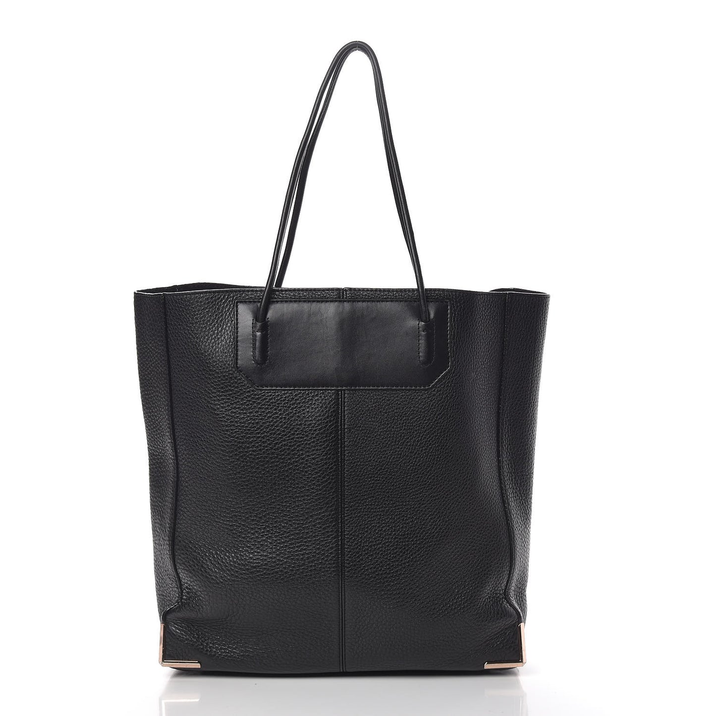 Pebbled Calfskin Large Prisma Skeletal Tote Black Rose Gold Hardware