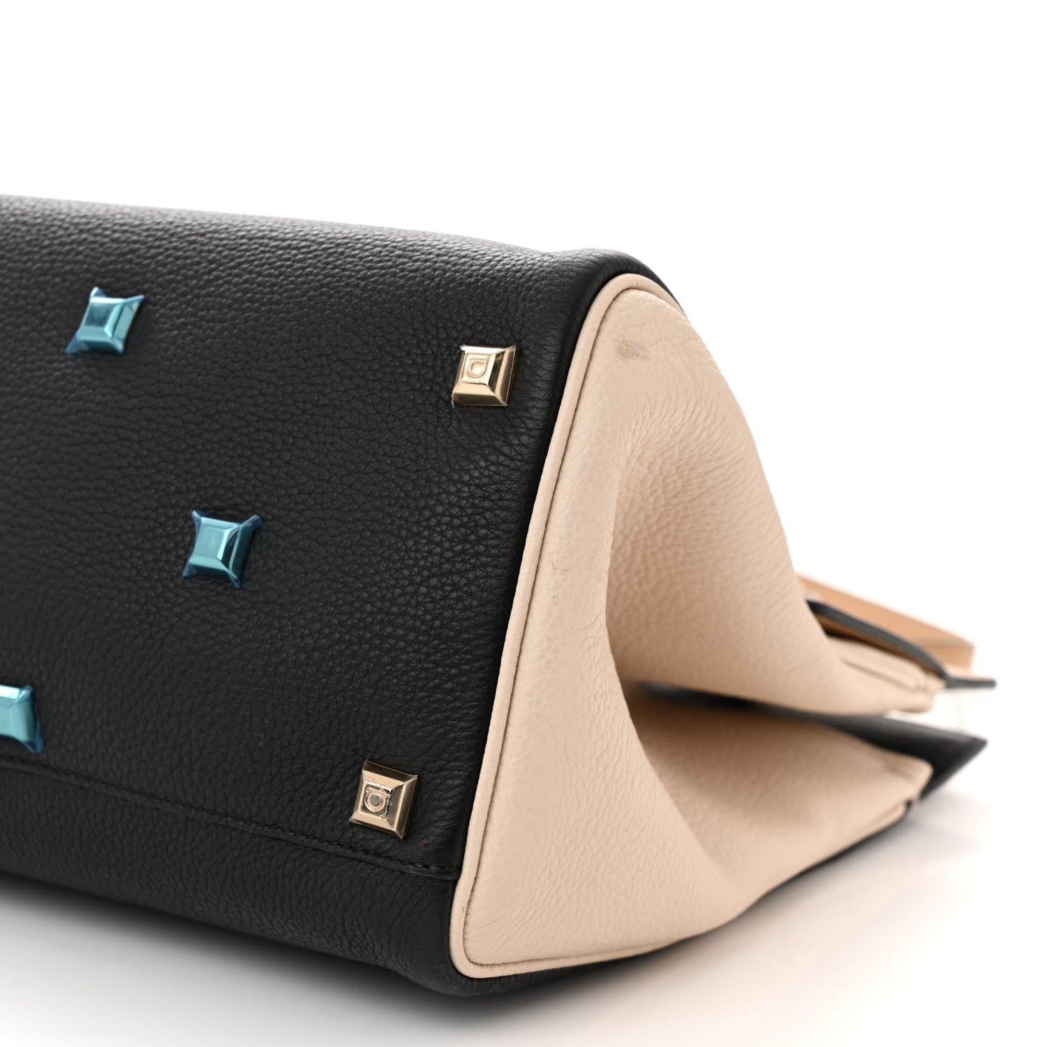 Salvatore Ferragamo Calfskin Large Studio Bag Dune Bone Black 8 of 9