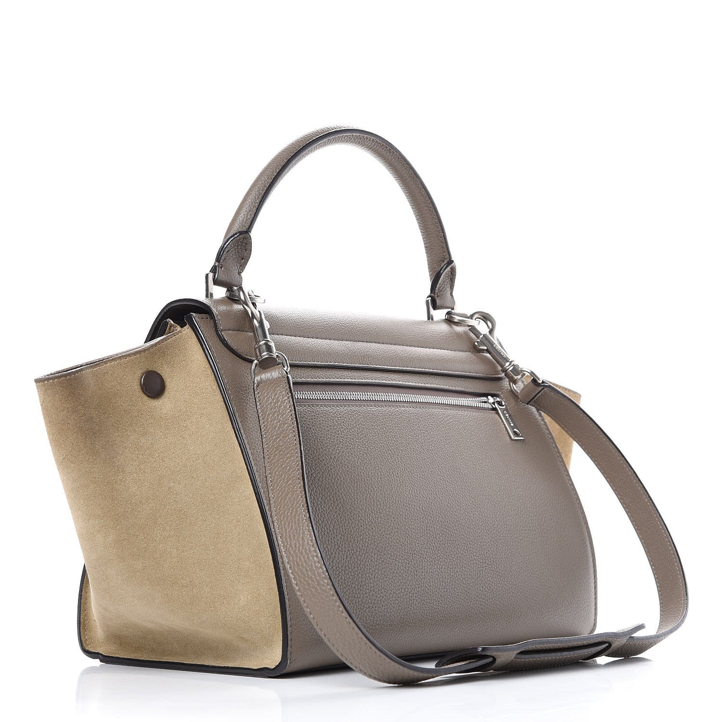 Drummed Calfskin Suede Small Trapeze Souris