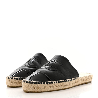 Chanel Iridescent Goatskin Patent CC Espadrille Mules 39 Black 3 of 8