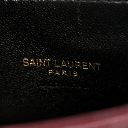 Saint Laurent Shiny Calfskin Matelasse Chevron Monogram Mini College Bag Deep Hot Wine 6 of 11