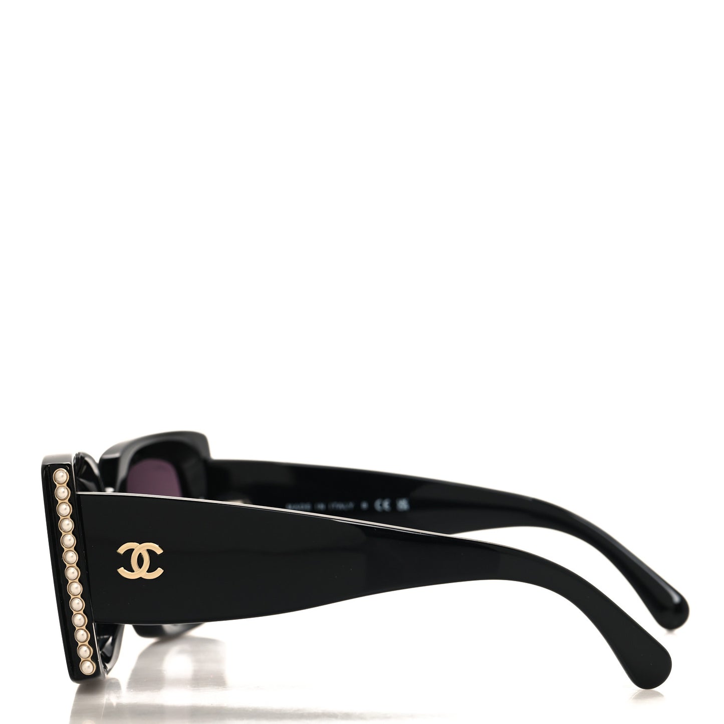 Acetate Pearl Rectangle Sunglasses 5480-H-A Black