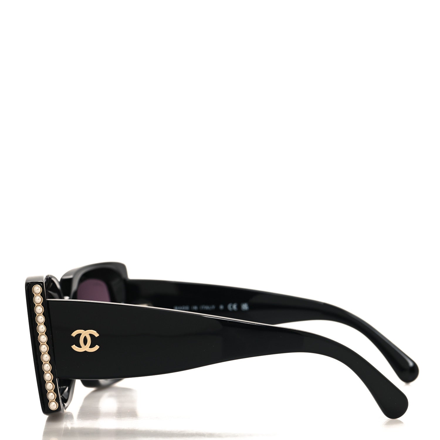 Chanel Acetate Pearl Rectangle Sunglasses 5480-H-A Black 3 of 7