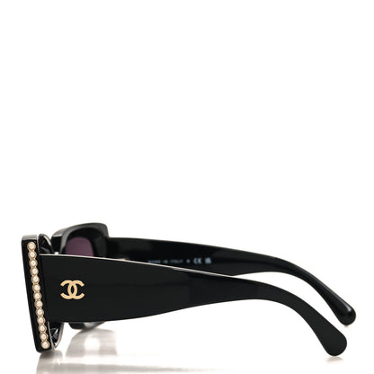 Chanel Acetate Pearl Rectangle Sunglasses 5480-H-A Black 3 of 7