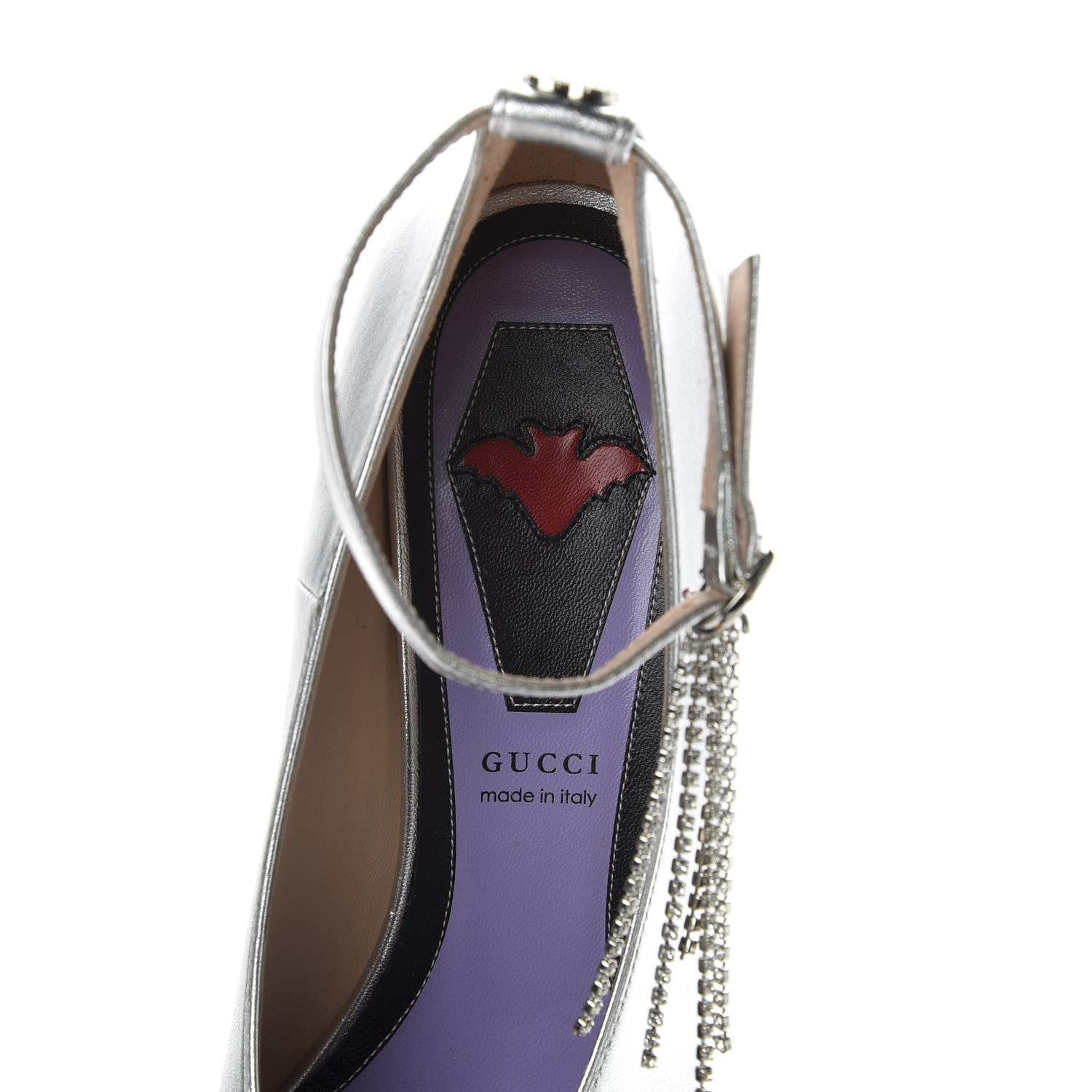 Gucci Metallic Nappa Crystal Square G Mid Heel Pumps 40.5 Silver 7 of 10