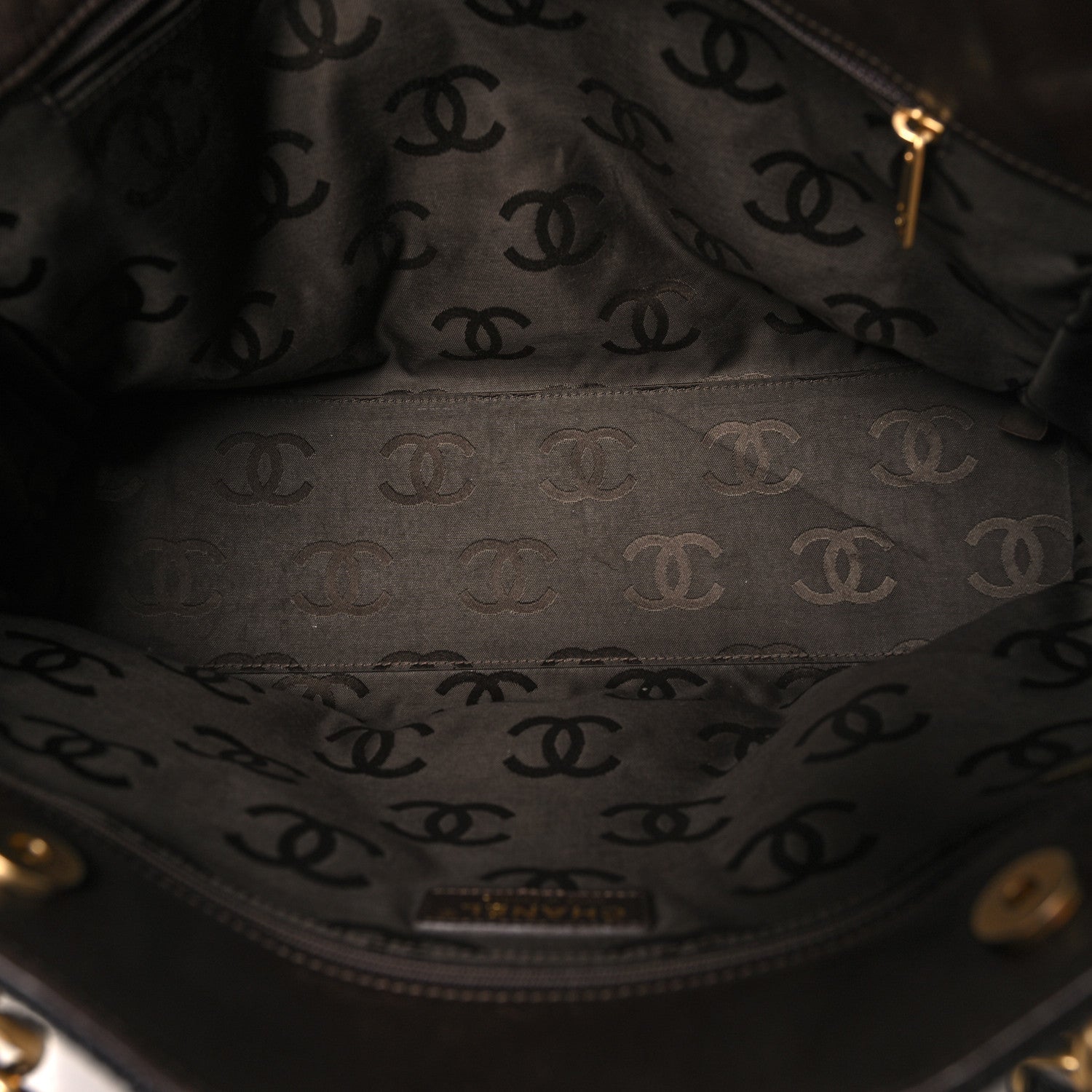 Chanel Woven Straw Quilted Shopping Tote Black 5 of 10