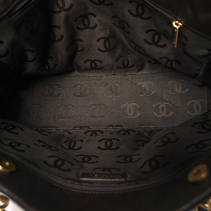 Chanel Woven Straw Quilted Shopping Tote Black 5 of 10