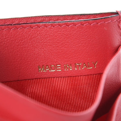Valentino Garavani Vitello Rockstud Card Holder Deep Coral 7 of 10