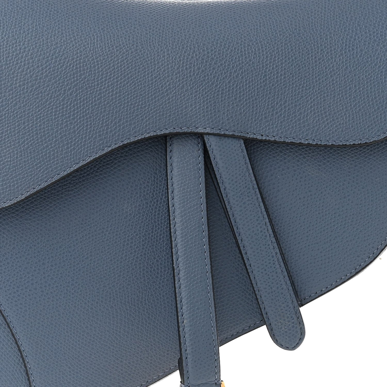 Christian Dior Grained Calfskin Saddle Bag Denim Blue 8 of 11