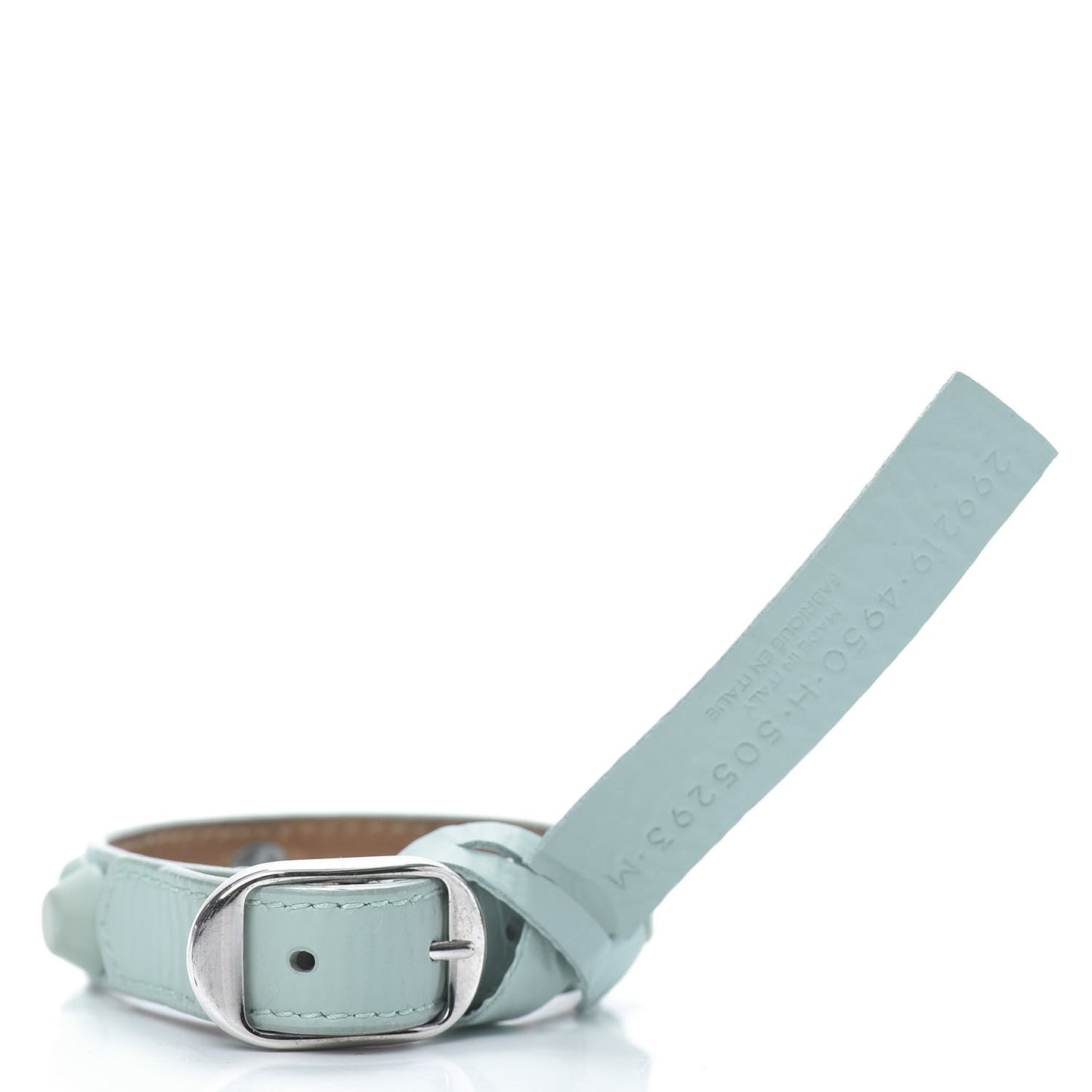 Matte Goatskin Rubber Covered Classic Hardware M Bracelet Bleu Layette